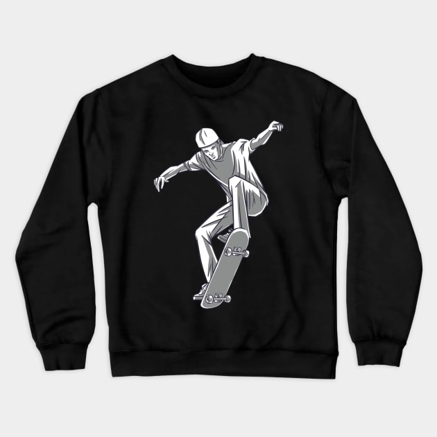 Skater Skateboard Trick Stunt Skateboarding Crewneck Sweatshirt by Randorius